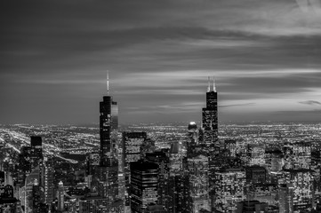 Obraz na płótnie Canvas Sunset on the skyscrapers of Chicago City
