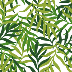 Green tropical leaves. Seamless vector pattern