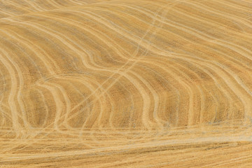 Panorama of tuscany in summer, with fields of wheat and blue sky
