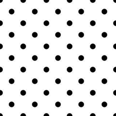 Seamless abstract black and white dot pattern - simple halftone vector background graphic from circles