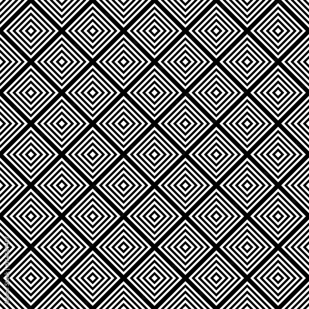 Poster seamless black and white square grid pattern - vector background graphic design from diagonal square
