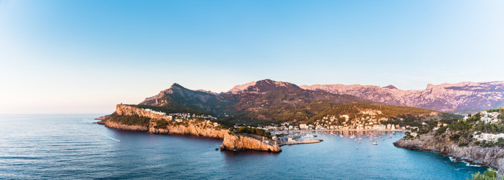 Calm view of soller harbor. Mallorca, Spain.