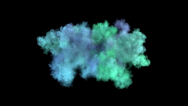 Middle size colored smoke puff / colored dust puff (with alpha channel). Smoke density - normal. Separated on pure black background.