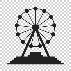 Naklejka premium Ferris wheel vector icon. Carousel in park icon. Amusement ride illustration.