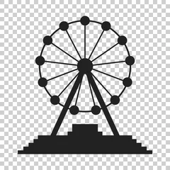 Deurstickers Ferris wheel vector icon. Carousel in park icon. Amusement ride illustration. © Lysenko.A