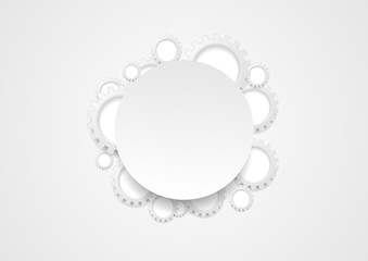 Abstract tech grey gears and blank circle background