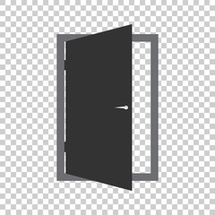 Door vector icon. Exit icon. Open door illustration.