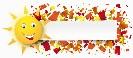 Fototapeta premium Paper Banner Funny Sun Confetti