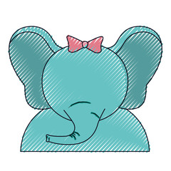 color crayon silhouette half body of female elephant animal faceless expression vector illustration