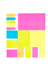 Post-it note. color blank sticky notes on white background