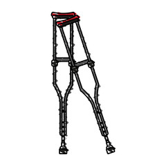 crutches doodle over white background vector illustration