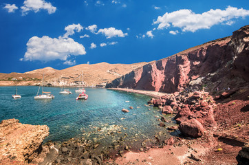 Red beach. Santorini, Cycladic Islands, Greece. Beautiful summer landscape with one of the most famous beaches in the world.