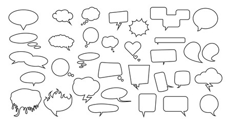 Speech bubbles set. Pack with many thinking and speech bubbles for your art, infographics, sale badges, notifications and other designs
