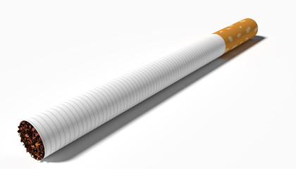 3D render ofcigarette with shadow isolated on white background