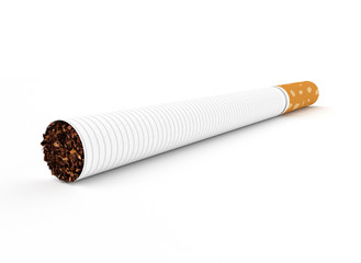 3D render ofcigarette with shadow isolated on white background