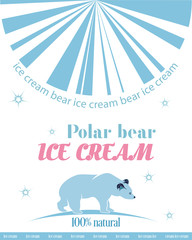 Polar ice cream bear illustration over white background banner, isolated for ice cream business poster
