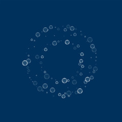 Soap bubbles. Bagel shaped frame with soap bubbles on deep blue background. Vector illustration.
