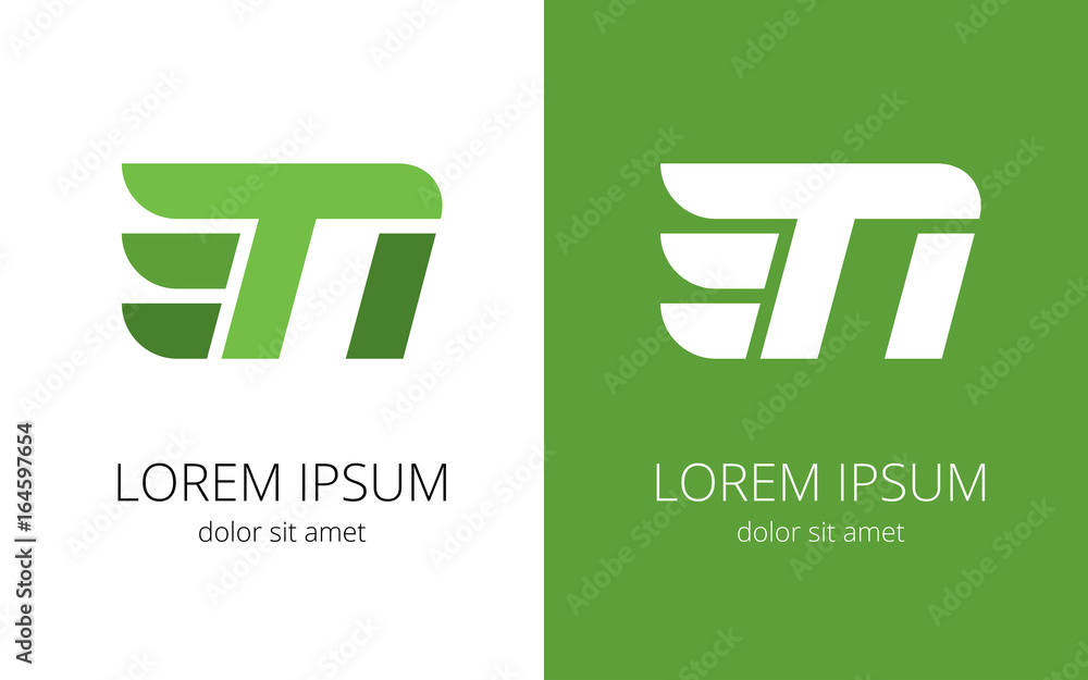 Poster monogram of letters t and n for name company