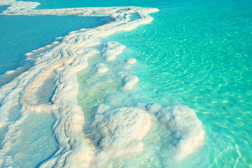 Texture of Dead sea. Salt sea shore