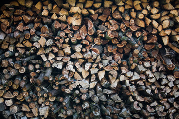background of Heap firewood stack