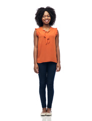 Fototapeta premium happy african american young woman over white