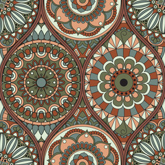 pattern with mandalas. Vintage decorative elements. Hand drawn background. Islam, Arabic, Indian, ottoman motifs.