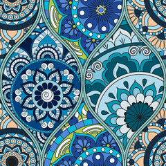 pattern with mandalas. Vintage decorative elements. Hand drawn background. Islam, Arabic, Indian, ottoman motifs.