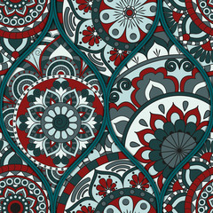 pattern with mandalas. Vintage decorative elements. Hand drawn background. Islam, Arabic, Indian, ottoman motifs.