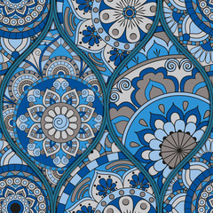 pattern with mandalas. Vintage decorative elements. Hand drawn background. Islam, Arabic, Indian, ottoman motifs.