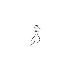 nude woman vector line illustration