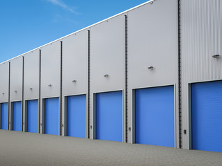 Fototapeta na wymiar warehouse exterior with shutter doors