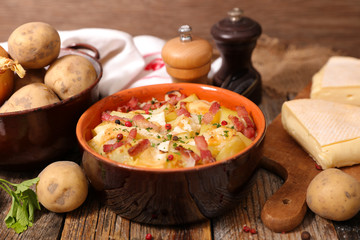 french cuisine with potato,bacon and cheese