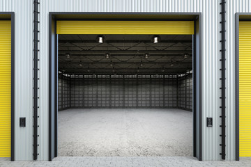 warehouse interior with shutter doors