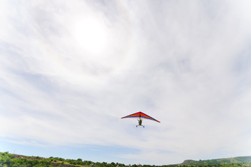Beautiful color hang glider in the sky