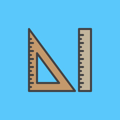 Measurement ruler and triangle ruler filled outline icon, line vector sign, linear colorful pictogram. Symbol, logo illustration. Pixel perfect