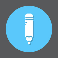 Pencil flat icon. Round colorful button, circular vector sign, logo illustration. Flat style design