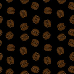 Seamless pattern with little coffee grain embroidery stitches imitation