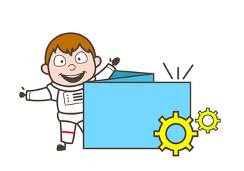 Cartoon Astronaut with Processing Banner Vector Illustration