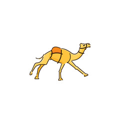 Camel vector logo. One-humped camel Dromedar running vector illustration. Camel on white background