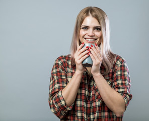 Young woman with mug