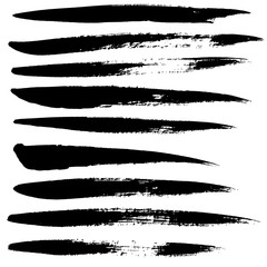Ink vector brush strokes set. Vector illustration. Grunge hand drawn watercolor texture.