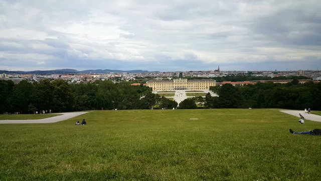 Grass field in front of Schonbrunn Palace