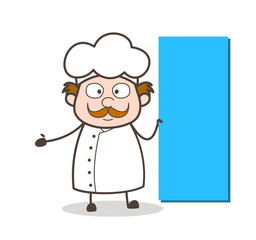 Cartoon Chef with Long Banner Vector Illustration