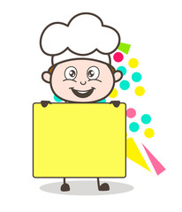 Cute Cartoon Chef  with Ad Banner Vector Illustration