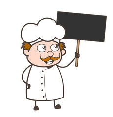 Cartoon Chef Holding a Placard Vector Illustration