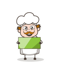 Cartoon Chef Holding a Banner Vector Illustration