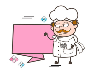 Cartoon Chef with Paper Banner Vector Illustration