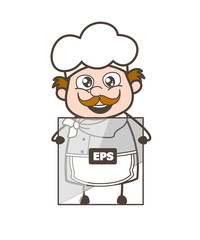 Cartoon Chef Holding a Transparent Banner Vector Illustration