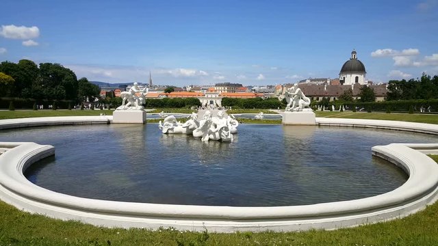 Fountains in garden of Belvedere, Vienna