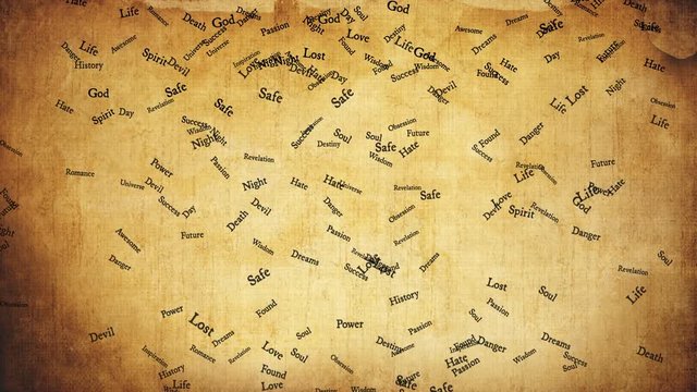 Old styled motivational words on white paper. High quality animation.  Seamless loop, 4K 60fps
